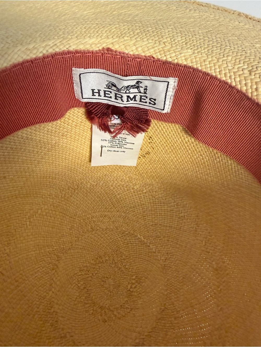 Hermès Natural Straw Sun Hat with Terracotta Trim - Picture 4 of 9